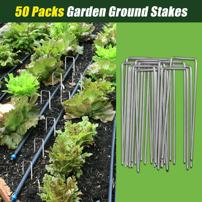 100 Pack 6 Inch Heavy Duty Garden Stakes Landscape Staples, Thickness Anti-Rust Steel U Shaped Galvanized Pins Garden Staples for Tents, Turf, Privacy Fences