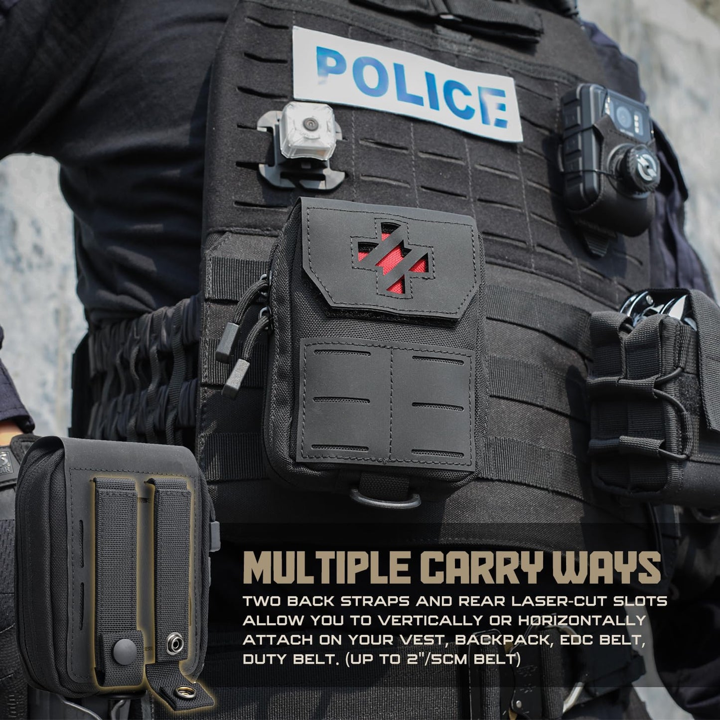 WYNEX Molle IFAK First Aid Pouch, Tactical Trauma Pouch MED EMT Belt Pouch Small Portable Utility Emergency Survival Pack with Immediate Identify Cross for Belt Vest