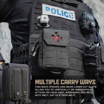 WYNEX Molle IFAK First Aid Pouch, Tactical Trauma Pouch MED EMT Belt Pouch Small Portable Utility Emergency Survival Pack with Immediate Identify Cross for Belt Vest