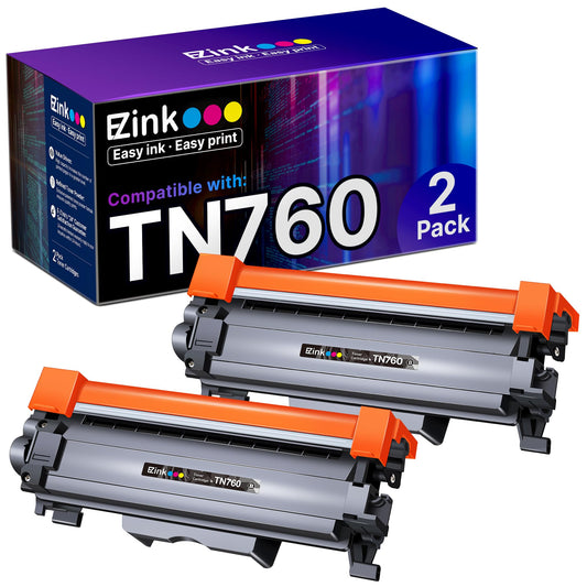 (New Chip) E-Z Ink 2 Black TN760 Toner Cartridges for Brother TN 760 Replacement TN730 TN 730 Black Toner for MFC-L2710DW MFC-L2750DW HL-L2350DW HL-L2370DW HL-L2395DW HL-L2390DW DCP-L2550DW Printer