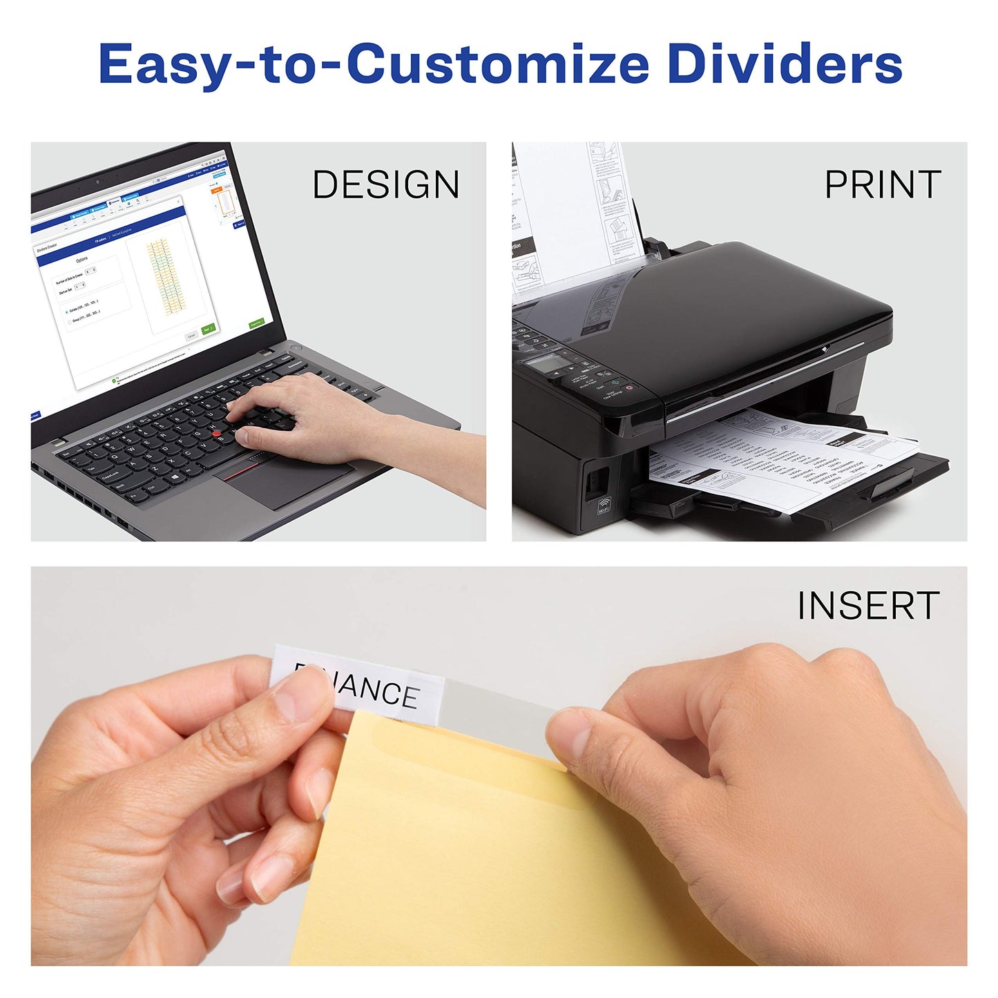 Big Tab Buff Colored Insertable Dividers - Gold Reinforce