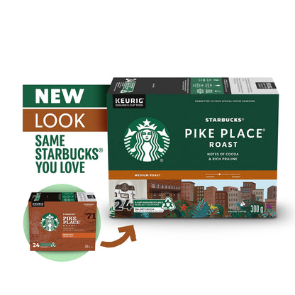 Starbucks Pike Place Medium Roast K-Cups, Single Serve Keurig Compatible Coffee Pods for Keurig Brewers - 24 Capsules