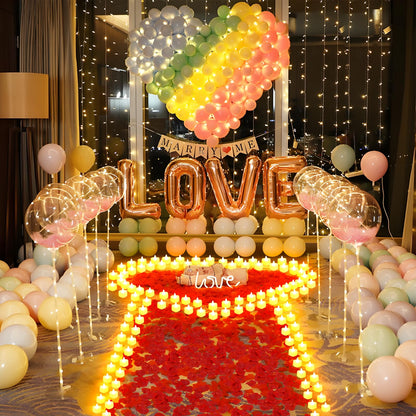 2000 Pcs Artificial Rose Petals with 24 Pcs Romantic Flameless Candles, LED Heart Tea Lights Battery Operated for Romantic Night Wedding Anniversary Table Party Decoration