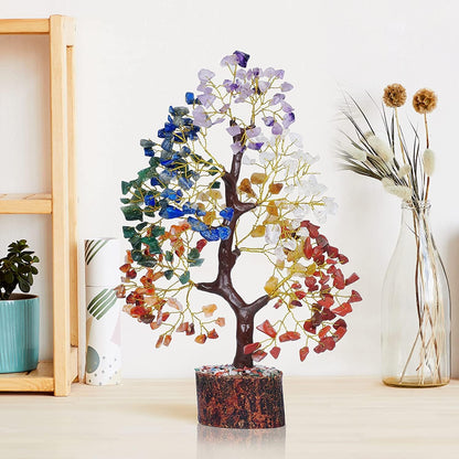 Chakra Tree of Life - Crystal Tree for Positive Energy - Seven Chakra Tree - 7 Chakra Tree, Money Tree, Feng Shui Decor, Chakra Stones, Crystals and Healing Stones, Premium Meditation Accessories