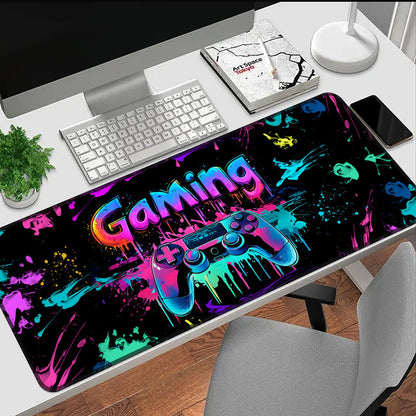SparkLia Gaming Mouse Pad, UV Reactive X-Large Waterproof Blacklight Colorful Splatter Art Game Controller Non-Slip Rubber Base Mousemat, Glow in the Dark Desk Mat for Office Home - 31.5 x 11.8 inches