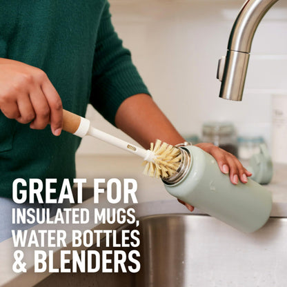 Scotch-Brite Greener Clean Bottle & Straw Brush Set, Includes 2 Replaceable Bottle Brush Heads, Safe on Insulated Mugs, Water Bottles, Glassware, Food Processors & blenders, Cleanse in Dishwasher