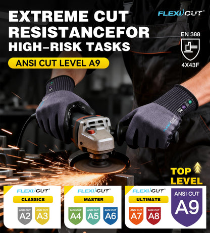JDL ANSI A9 Cut Resistant Work Gloves, Highest Level Extreme Protection, Cutting Gloves with Reinforced Thumb, Non Slip, Breathable, Durable, Touch-screen, Black, Large