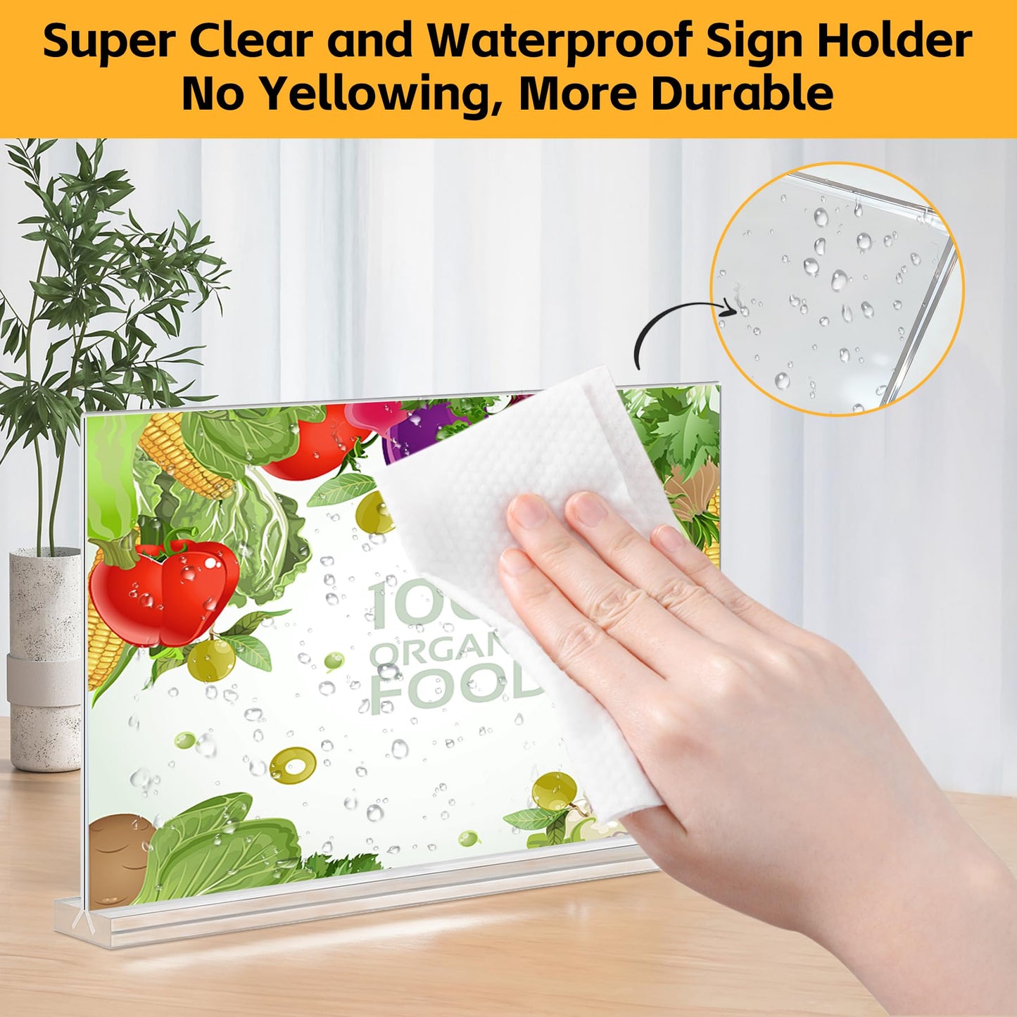 Acrylic Sign Holder 7x5 Horizontal, 6 Pack Double Sided Clear Table Menu Display,Table Top Picture Frame Plastic Stand, Suitable for Restaurants, Office, Store, Fair