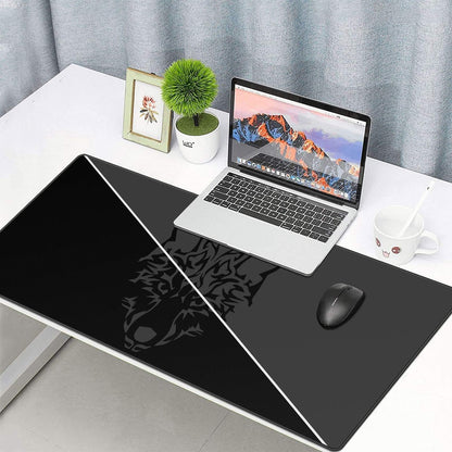 Anpollo Large Gmaing Mouse Pad with Stitched Edges, Superior Micro-Weave Cloth, Non-Slip Base, Size 35.4 X 15.7X 0.12inches - Black Gray Wolf Head