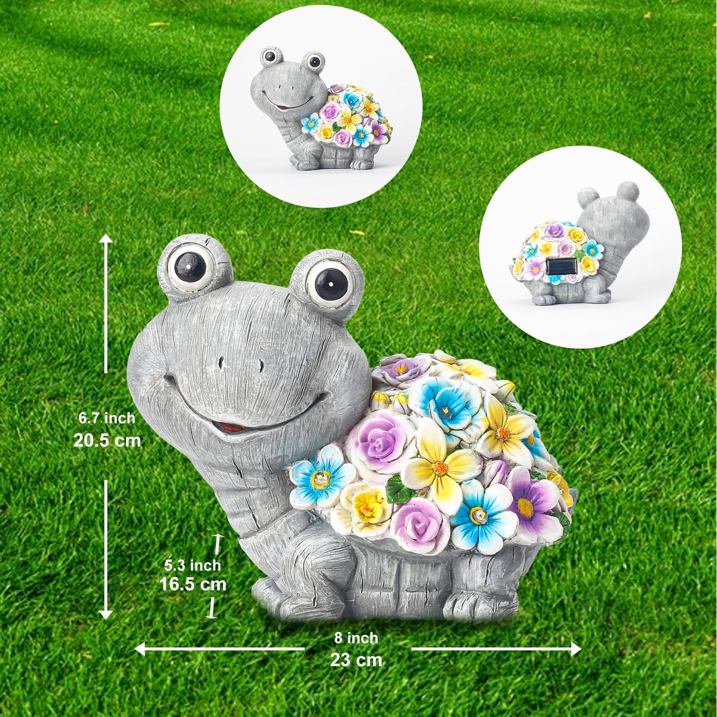 YANFLERENT Outdoor Solar Cute Turtle Statues for Garden, Waterproof Outside Tortoise Figurines Decor with 7 LED Lights, Suitable for Yard, Lawn, Patio, Balcony - Gift for Grandma Mom Women