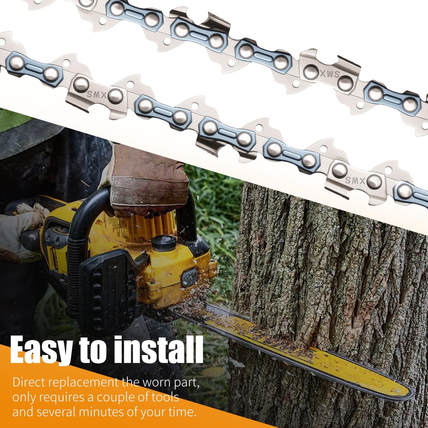 Anxingo 3 Pack 56 Drive Links Chainsaw Chain, 16 Inch 3/8" LP Pitch .043'' Gauge, Replacement for EGO