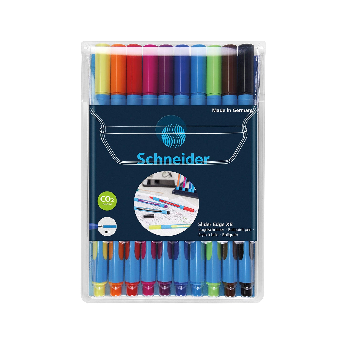 Schneider Pen, Slider Edge XB (Extra Broad), Wallet, Pack of 10, Assorted (RS152290)