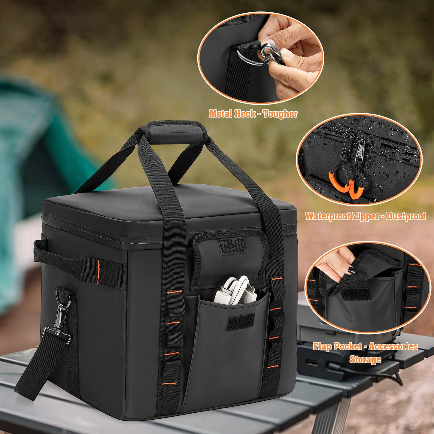 Trunab Protable Carrying Case Compatible with Jackery Explorer 300/500/1000/1000 Pro/ECOFLOW River/River2 Pro/River2 Max, Portable Power Station Bag with Adjustable Dividers