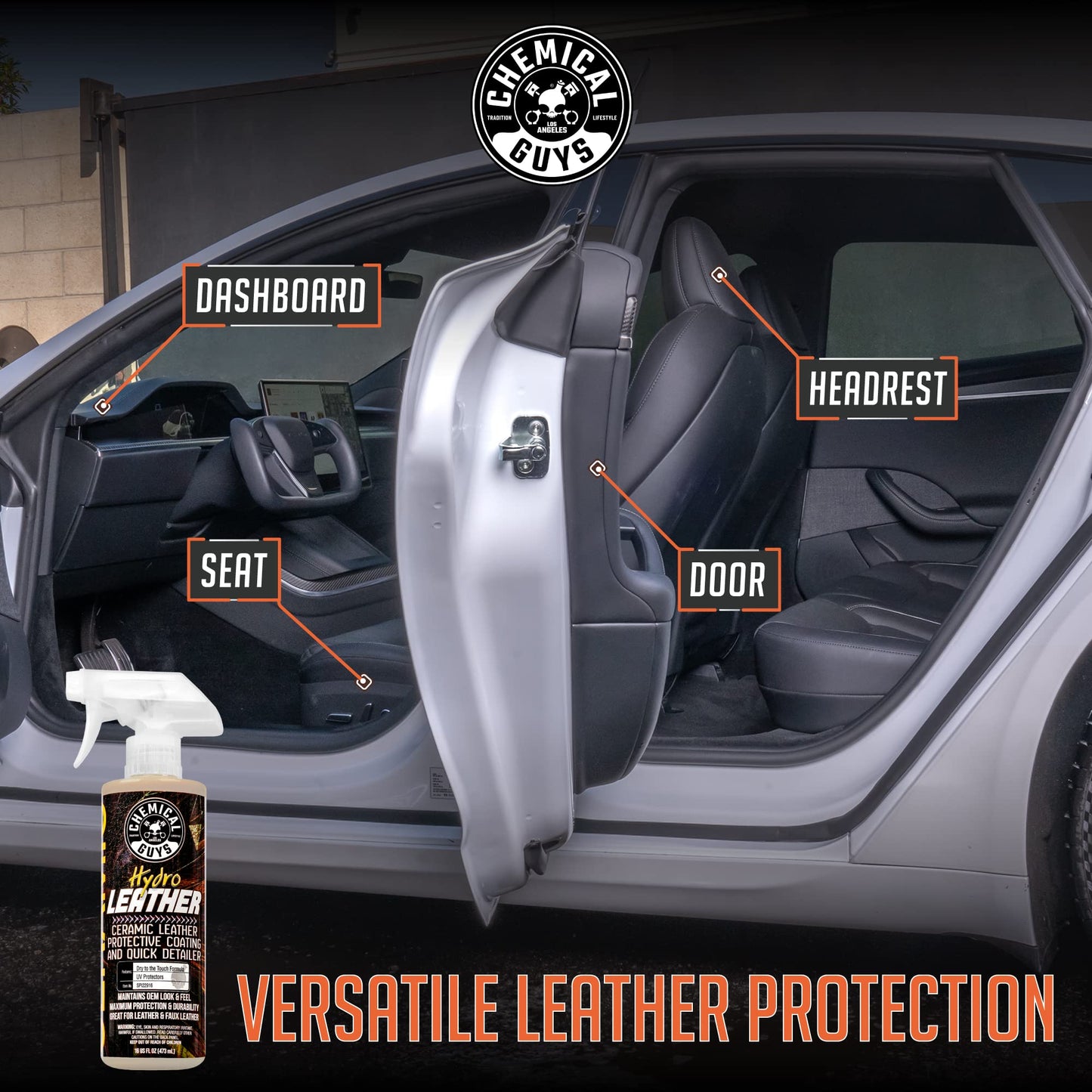 Chemical Guys HydroLeather Ceramic Leather Protective Coating for Car Interiors, Furniture, Apparel, Boots, and More (Works on Natural, Synthetic, Pleather, Faux Leather and More) 473 ml