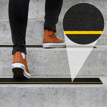 SinoPack Anti Slip Tape with Yellow Reflective Strips (10-Pack) 4'' x 30'' Waterproof Non Skid Tapes, Best Grip Non Slip Strips Tape High Traction Friction Abrasive Adhesive for Stairs Step
