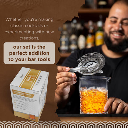 TEAVAS Cocktail Mixing Glass Set with Hawthorne Strainer - Mixology Pitcher for Stirrer Cocktails - Bartender Kit - Birthday Gifts for Friends & Family