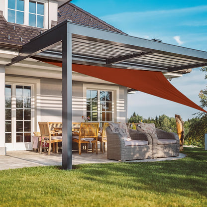 Sun Shade Sail, 12'x12'x12' 95% Sunscreen Anti UV Water Resistance Oxford Cloth Triangle Sun Shade Sail, Awning Shade for Outdoor Patio, Garden, Backyard, Lawn Pool Party Coffee House (Rust Red)