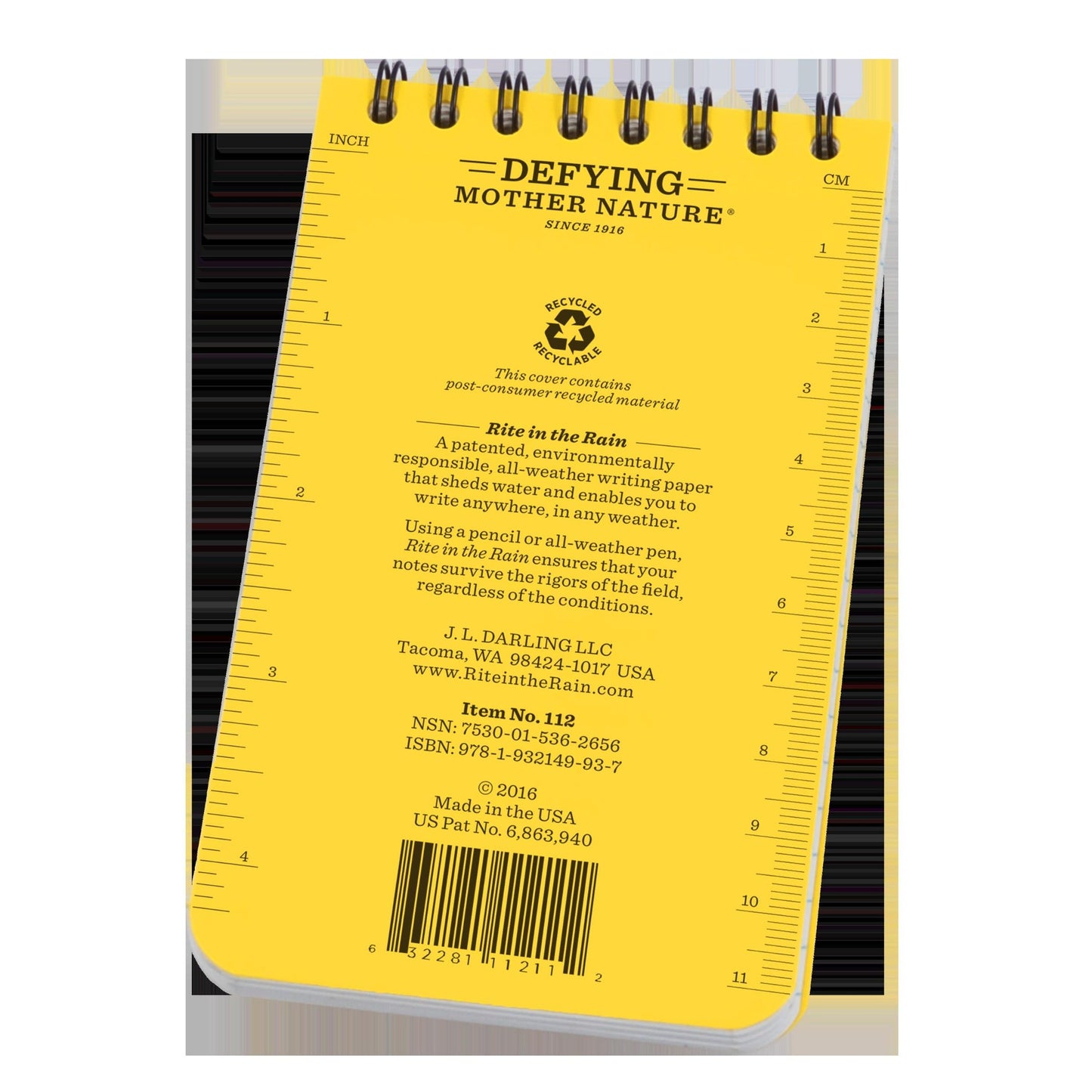 Rite in the Rain Weatherproof EMS Notebook, 3" x 5", Yellow Cover, Vital Stats Pages, 3 Pack (No. 112-3)