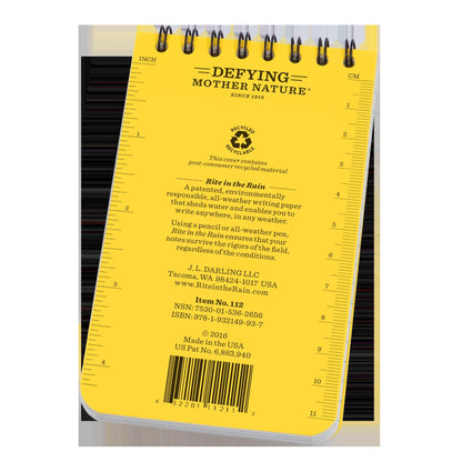 Rite in the Rain Weatherproof EMS Notebook, 3" x 5", Yellow Cover, Vital Stats Pages, 3 Pack (No. 112-3)