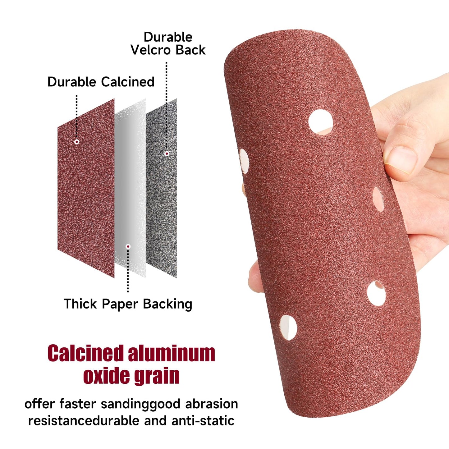 100 PCS 6 Inch Sanding Discs, 6 Hole Hook and Loop Sandpaper 60 80 120 240 400 Grit Set, Round Orbital Sand Paper Discs for Sander