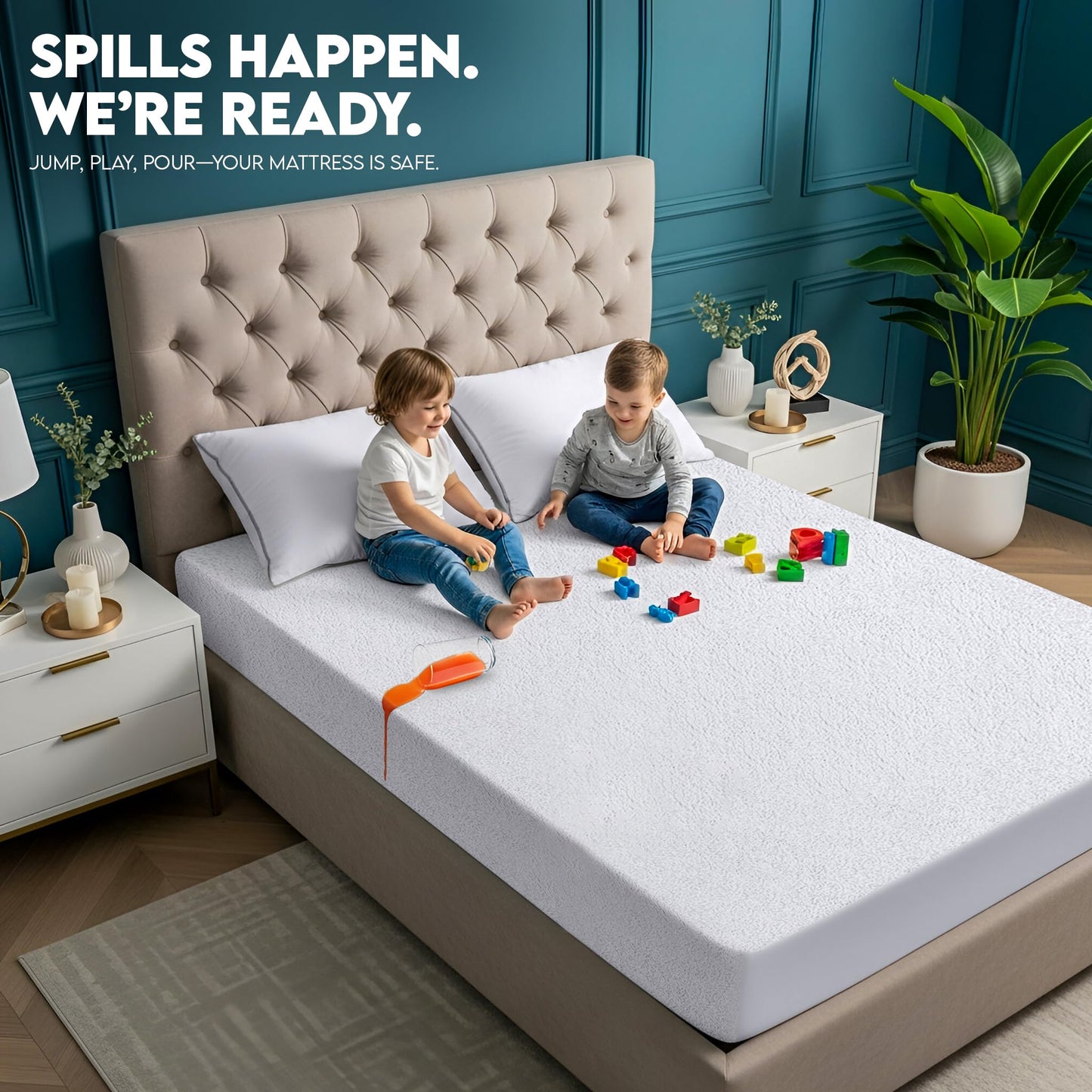 Utopia Bedding Dual Sided Mattress Protector with Waterproof Terry Top and Side Panels Twin Size, Soft and Breathable Mattress Cover, Fitted Style with Stretchable Elastic Pockets