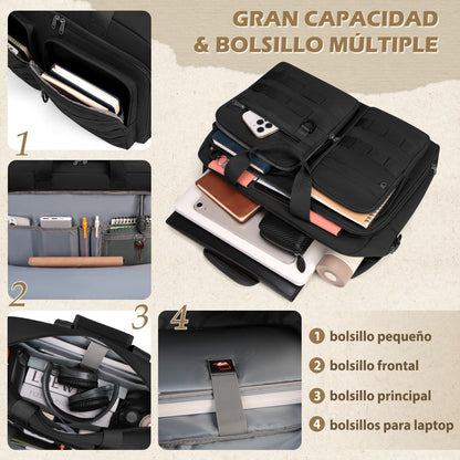 RAINSMORE Professional Messenger Bag for Men 15.6 17.3 inch, Laptop Bag, Waterproof Polyester, Computer Bag Business