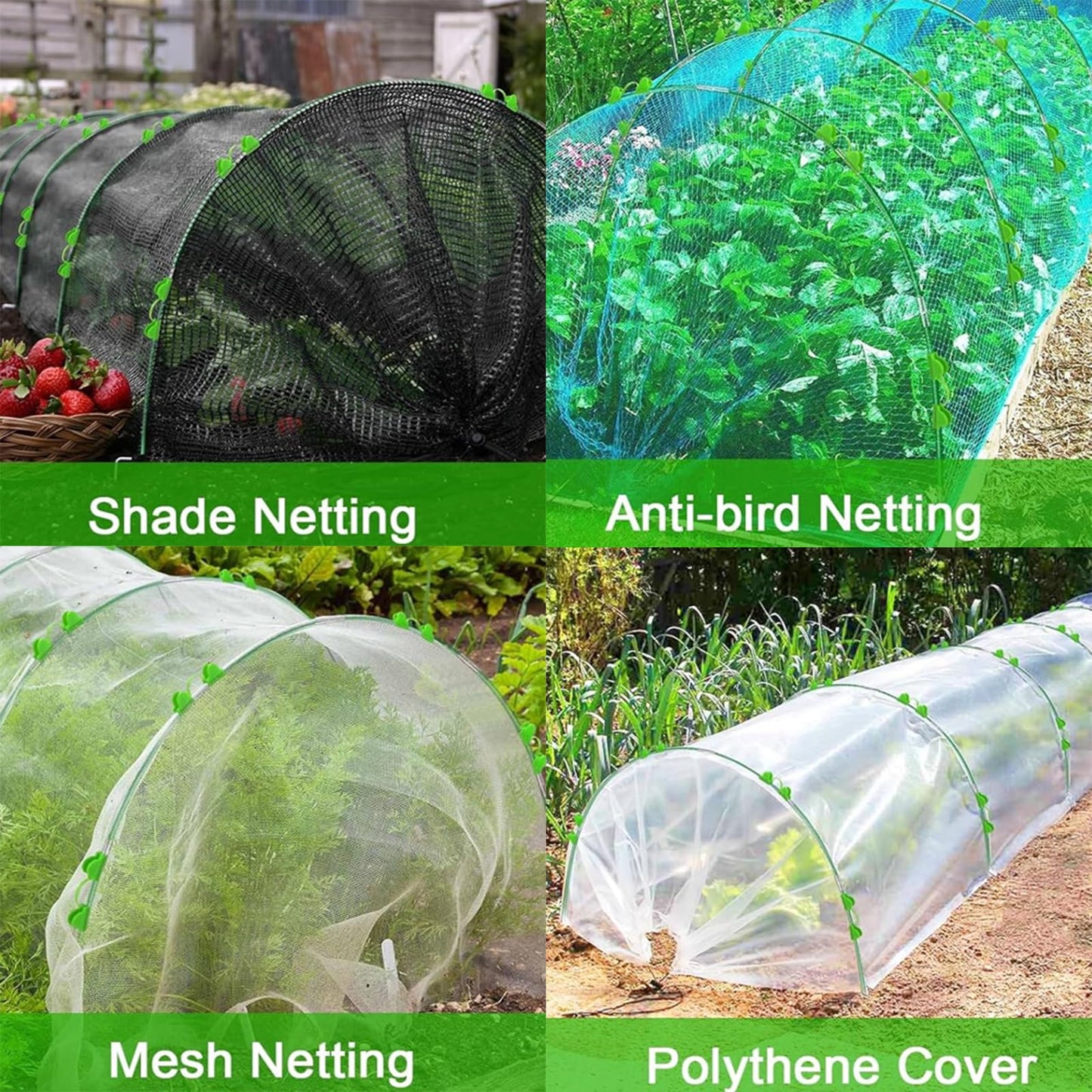 6 Sets of Durable 6mm Fiberglass Garden Hoops for Row Cover Netting, Heavy Duty Greenhouse Hoops Grow Tunnel for Garden Netting, Flexible Garden Hoop Rods, DIY Plant Supports for Raised Beds