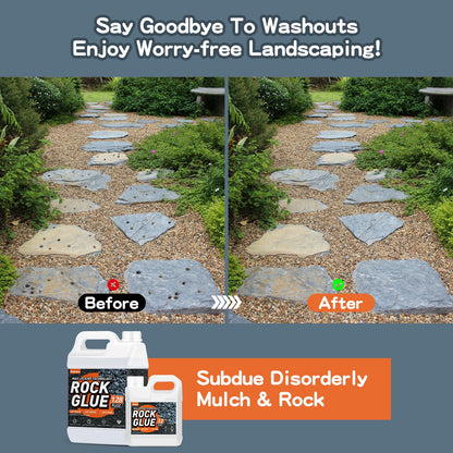 Rock Glue, 32OZ Mulch Glue for Landscaping, Fast-Dry Strong Pea Gravel Stabilizer Landscape, Non-Toxic Long-Lasting Dries-Clear Strong Pea Gravel Binder for Pebble, Pine Straw for Outdoor Gardens