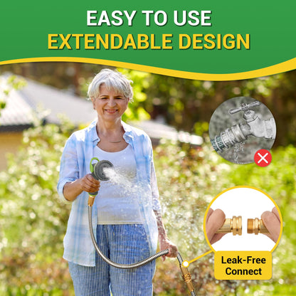 360 GADGET Garden Hose - Short Water Leader Metal Hose 10 FT with Female to Female Fitting, Flexible, Heavy Duty Hose Extension for Outdoor Hose Reel/Dehumidifier/RV、304 Stainless Steel