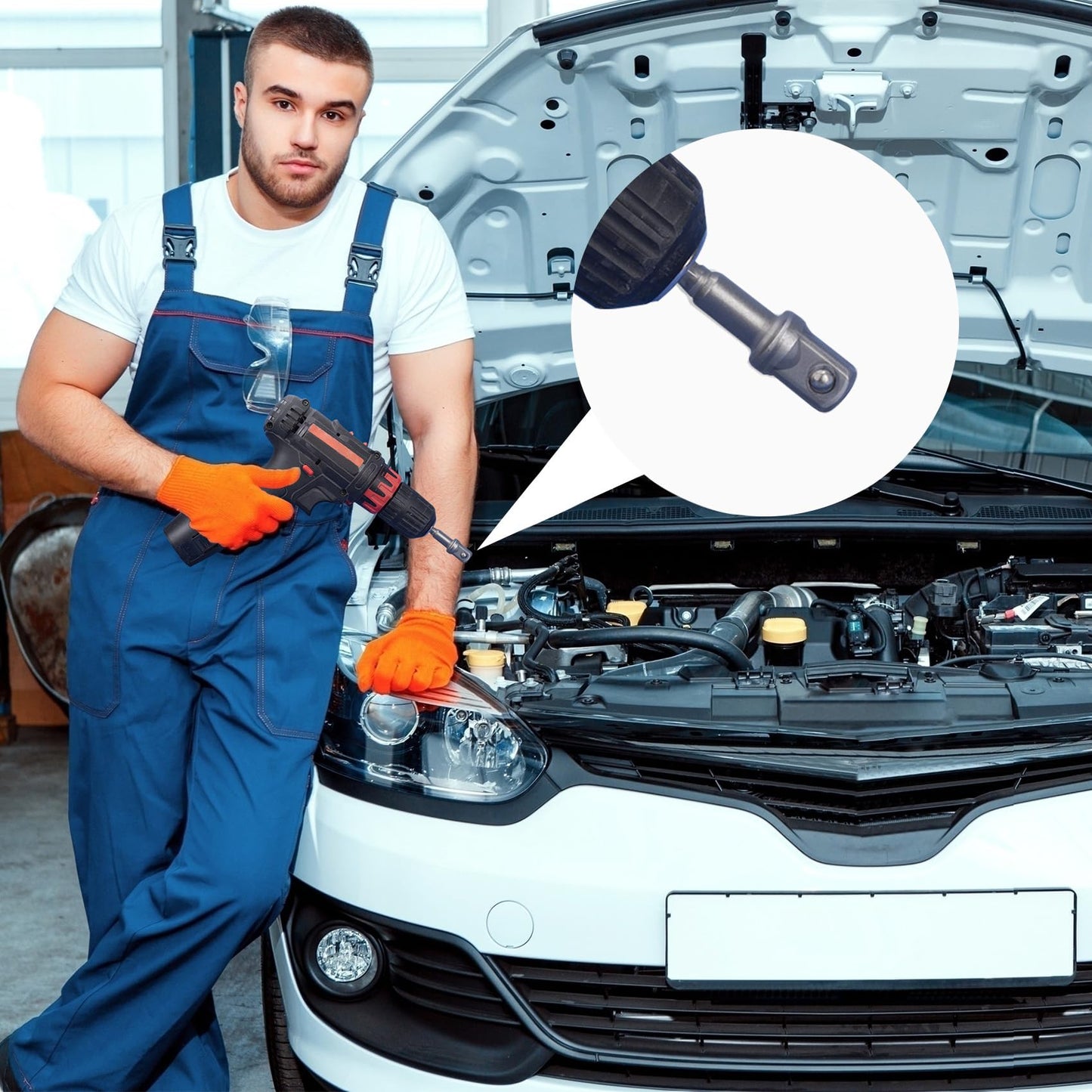 OIIKI 6 Pack 1/2 inch Square Socket Adapter Bit Set, Impact Driver Power Bits for Automotive DIY-1/4 Hex Shank