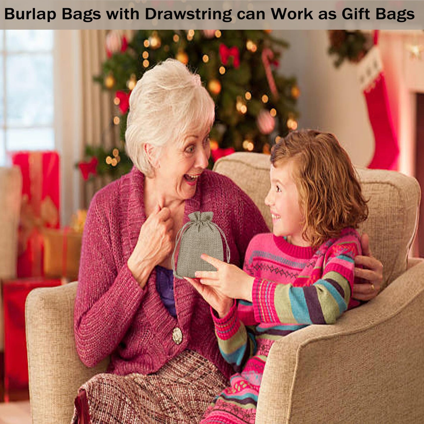 DMIMIA Small Burlap Bags 50 PCS with Drawstring, 4x6 Inch /10x15 CM Gift Bags,Jewelry Pouches, Wedding Favors, Jewelry Packing, Sacks