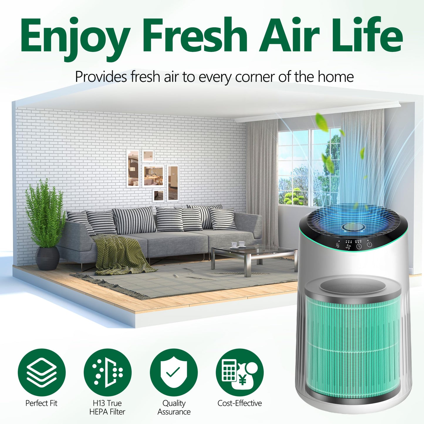SAKEGDY MR2566 Replacement Filters,Compatible with MORENTO MR2566 Air Purifier, Pet Dander Version (2-Pack) - 3-in-1 Combo with 10 Aroma Pads