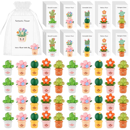 60 Sets Employee Appreciation Gifts Bulk for Coworkers Resin Flower Pot Inspirational Cards Commendable Cactus Flower Succulent Thank You Gift for Coworkers Employee Team Teacher Office Appreciation