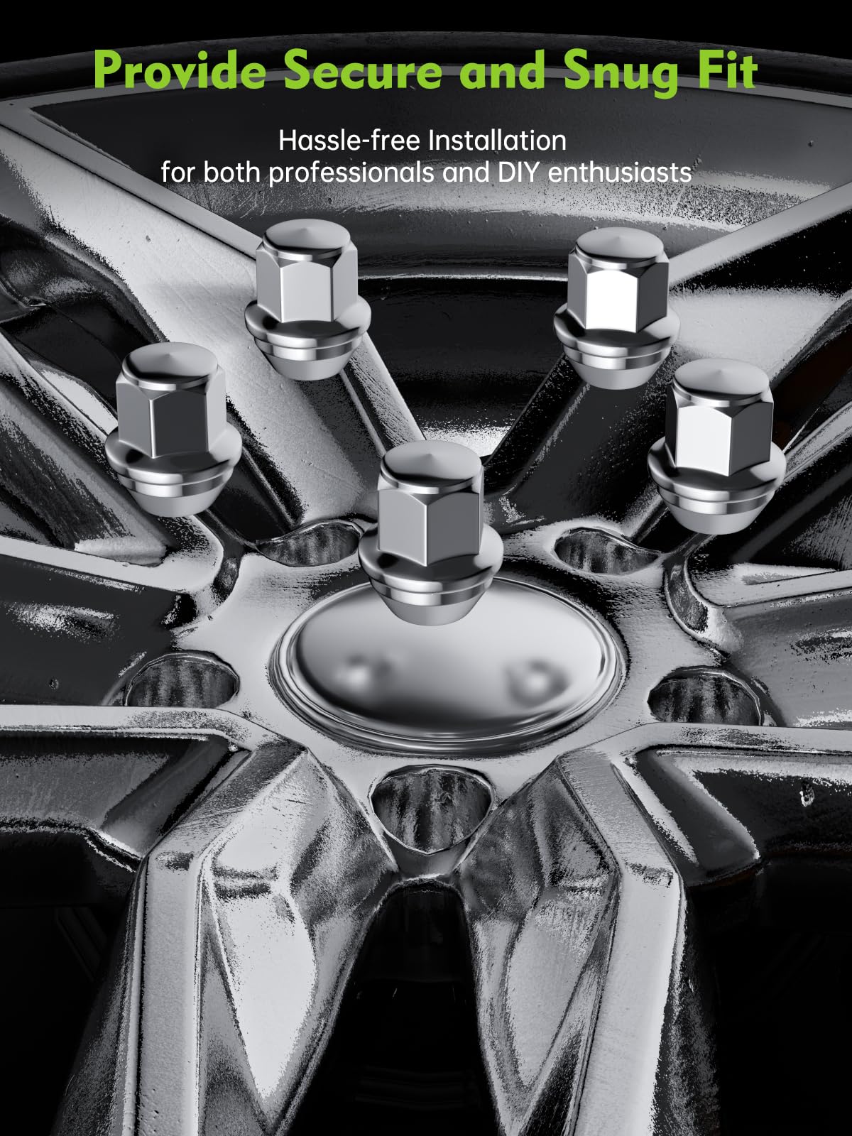 AUTOPTIM M12x1.5 Lug Nuts - Replacement for 2001-2022 Escape, 2012-2018 Focus, 2006-2020 Fusion, 2011-2022 Fiesta, Chrome Wheel Lug Nut (20pcs) Titanium-Coated Chrome Silver Finish