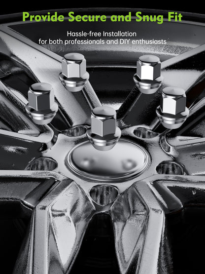 AUTOPTIM M12x1.5 Lug Nuts - Replacement for 2001-2022 Escape, 2012-2018 Focus, 2006-2020 Fusion, 2011-2022 Fiesta, Chrome Wheel Lug Nut (20pcs) Titanium-Coated Chrome Silver Finish