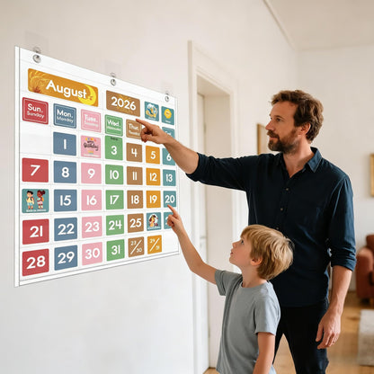 Yoink 46 Pockets Classroom Calendar Pocket Chart with 77 Cards, Daily Monthly Learning Calendar for Circle Time Weather Seasons, Preschool Kindergarten Homeschool Must Have, Teacher Supplies (White)