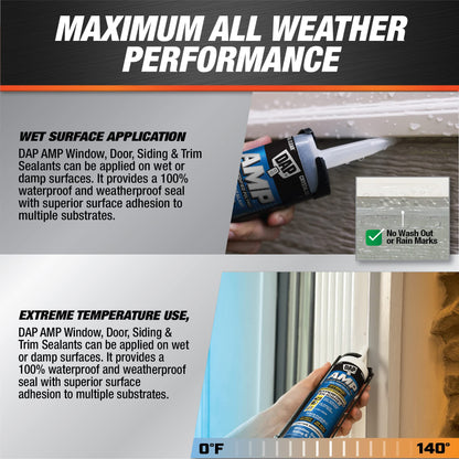 DAP AMP All Weather Window, Door and Siding Sealant, Clear, 9 Oz (7079800761)
