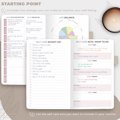 Clever Fox Self-Care Journal – Daily Reflection Notebook – Mental Health & Personal Development Planner, Meditation & Mood Log, Pocket (Seashell)