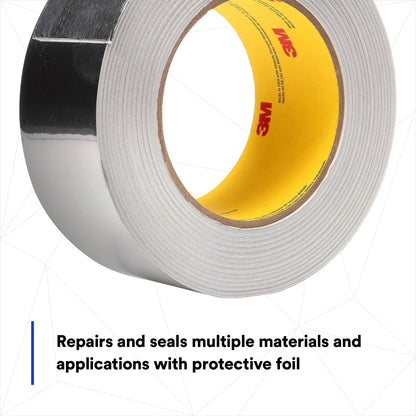 3M Linered Aluminum Foil Tape 3380 Silver, 48 mm x 45 m (Pack of 1)