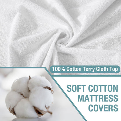 Bedecor Waterproof Mattress Protector Twin, Single Bed Mattress Cover Water Proof Protective Sheet，Breathable Cotton Terry Top with 18 Inches Deep Pocket, for Kids Bedwetting Pets Friendly