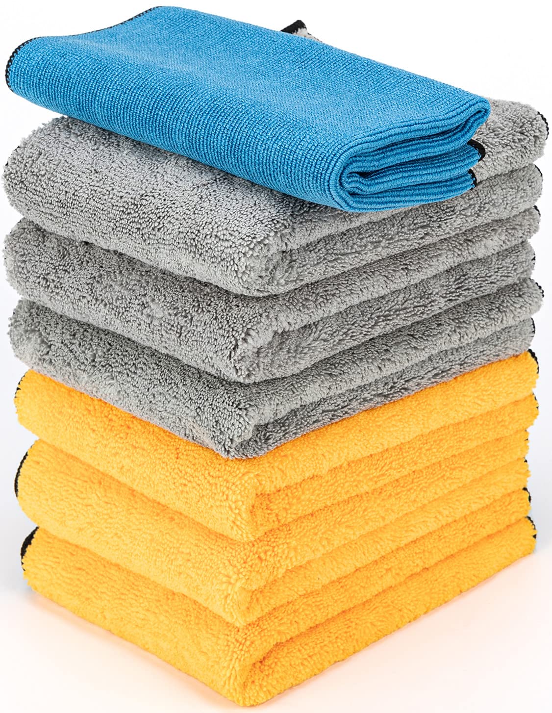 WEAWE Microfiber Towels for Cars - 7 Pack (23.6" x 15.7") 450-GSM, High & Short Pile Micro Fiber Cleaning Cloth for Car Washing Drying & Auto Detailing, Water Absorption Lint Free & Streak Free