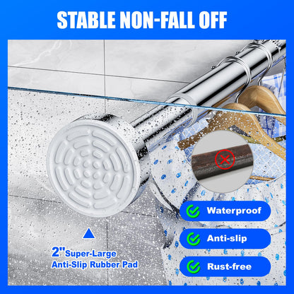 Ausemku Shower Curtain Rod Tension - 26-76 Inch Never Rust Non-Slip Spring Tension Curtain Rod No Drilling Stainless Steel Curtain Rod Use Bathroom Kitchen（Silver）