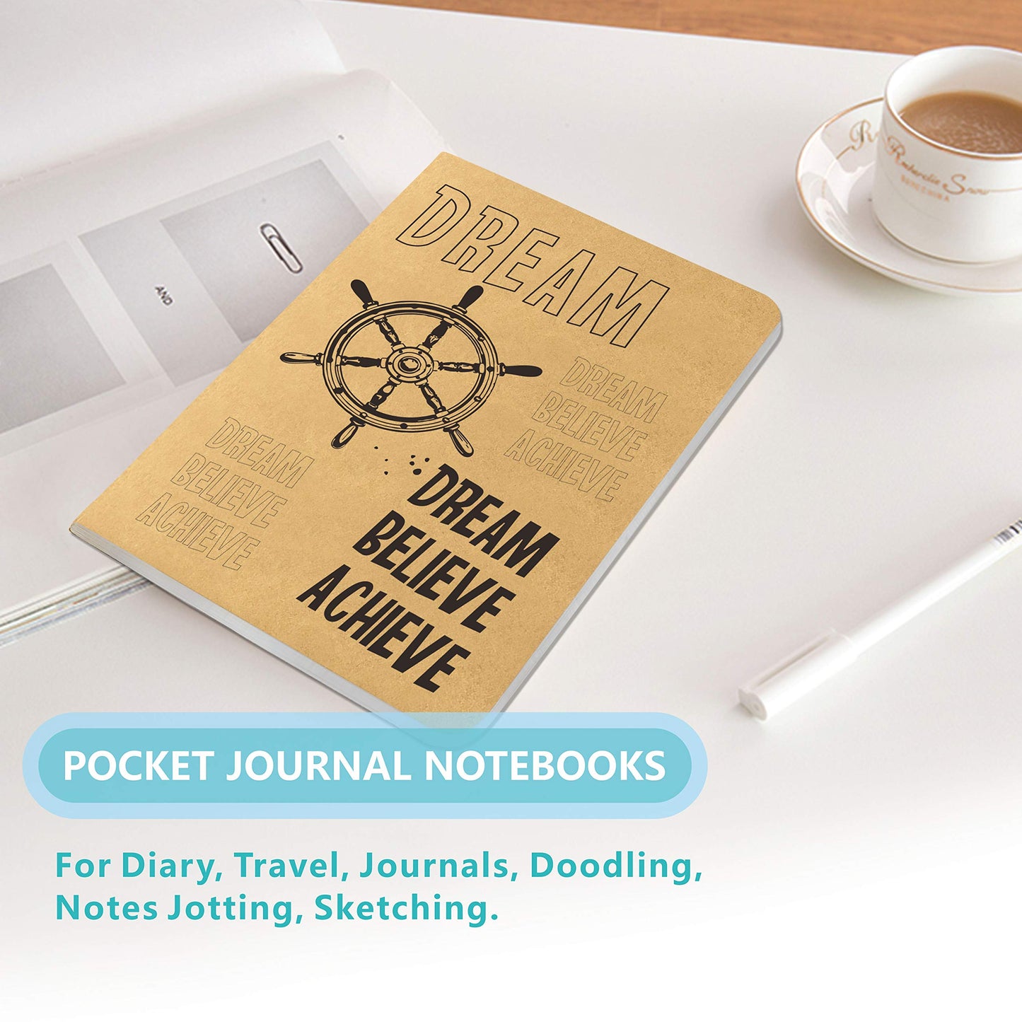 24 Pack Kraft Lined Notebook Journal Pocket Notebook with 6 Designsin (80 pages, 4” x 5.7”)