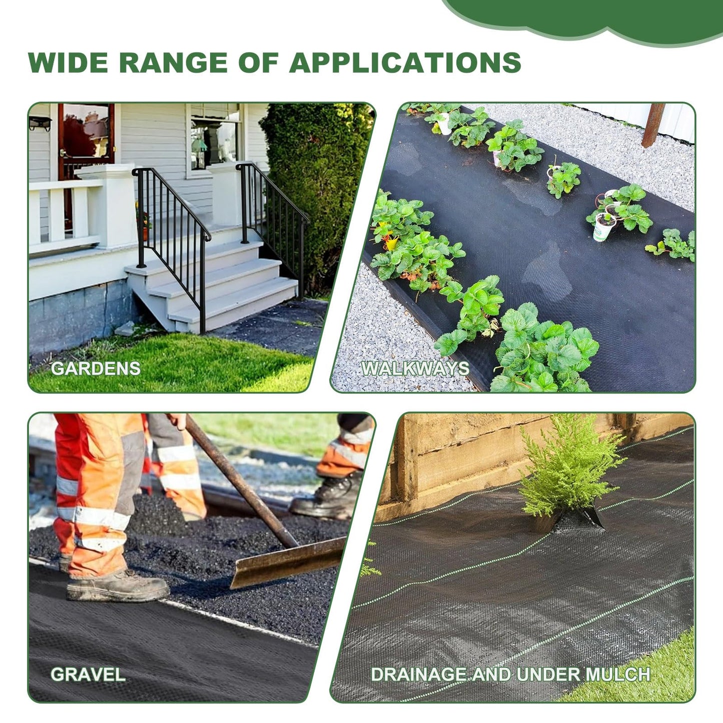 Weed Barrier Landscape Fabric, 4X50Ft Heavy Duty Woven Weed Barrier Fabric, Premium Ground Cover Weed Blocker for Landscaping, Garden, Raised Beds, Lawn, Gravel Path, Driveway