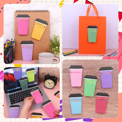 Youdaju 36 Pcs Thank You Coffee Cup Notepads Teacher Inspirational Sticky Notes Motivational Sticky Notes Writing Memo Pad with Pen Organza Bag for Teacher Team Staff Employee Appreciation Gift