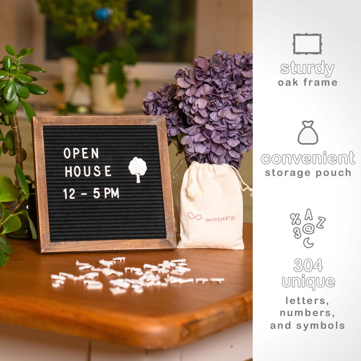 Black Felt Letter Board | 10"x10" Brown Rustic Wooden Frame Letter Board with White Letters | Premium Changeable Sign Boards for Home Decor Motivational Quotes Baby Announcement Price Menu List Message Letterboard With Stand For Small Business