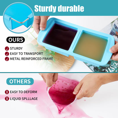 WENQING Silicone Freezer Tray with Lid 2 Pack Silicone Freezer Molds - Large Ice Cube Tray - Makes 4 Perfect 2 Cup Portions Soup Cubes Meal Prep Containers- Oven & Dishwasher Safe
