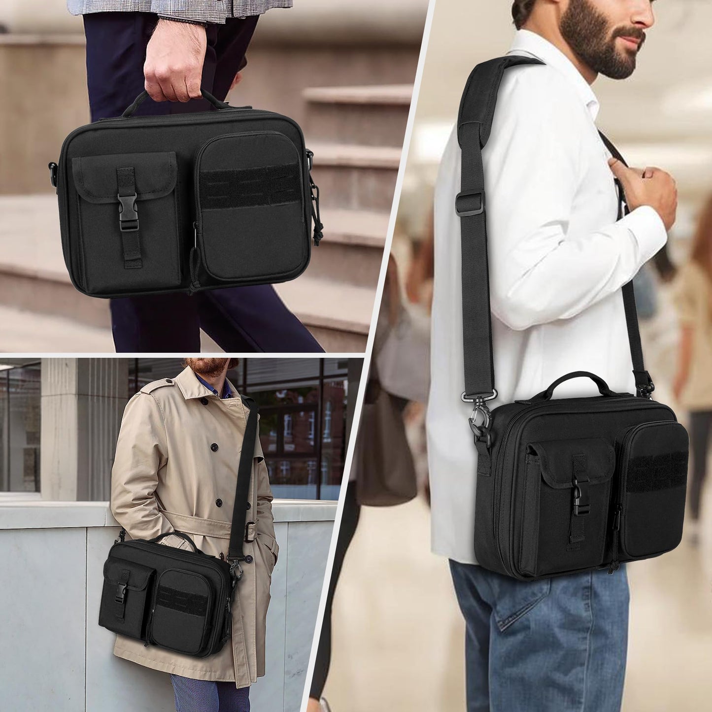 Damero Bible Cover for Men Women, Bible Carrying Case Church Bag with Pockets and Shoulder Strap, Black (Patent Pending)