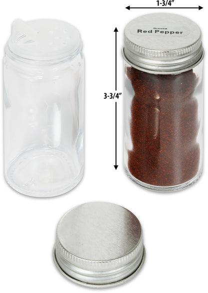 Simple Houseware Spice Jars 12 Pack-3oz Glass Round Bottles with Labels