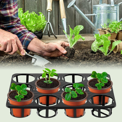 12 Cell Nursery Planter Pots Trays, 6-Pack Seed Starter Pots Moving Trays, Plant Pot Shuttle Carry Holder and Trays for 4 inch Round Plastic Nursery Pots Flowerpot Carrier Transporting
